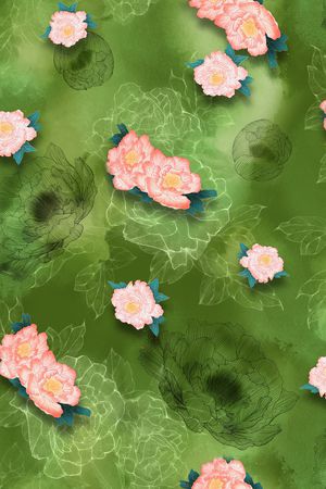 手绘花卉印花华亿平台图片