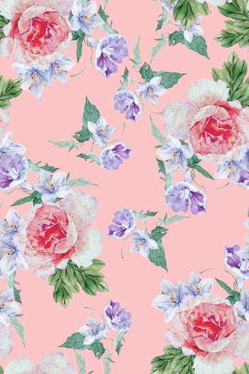 水彩花卉印花华亿平台图片