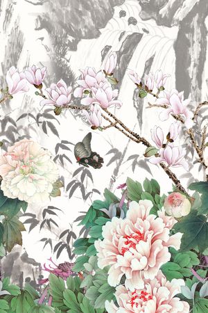 水墨风印花华亿平台图片