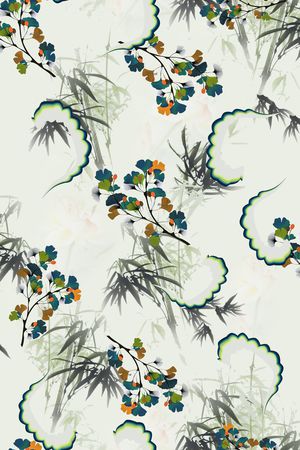 中国风旗袍印花华亿平台图片