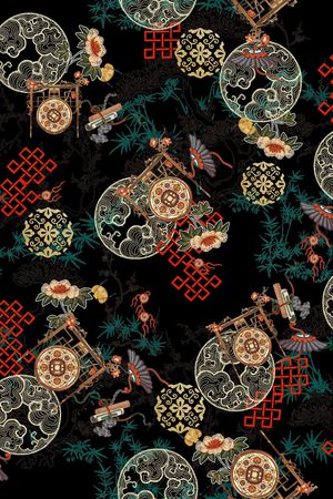 中国风旗袍印花华亿平台图片