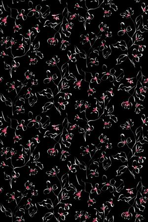 黑底花卉印花华亿平台图片