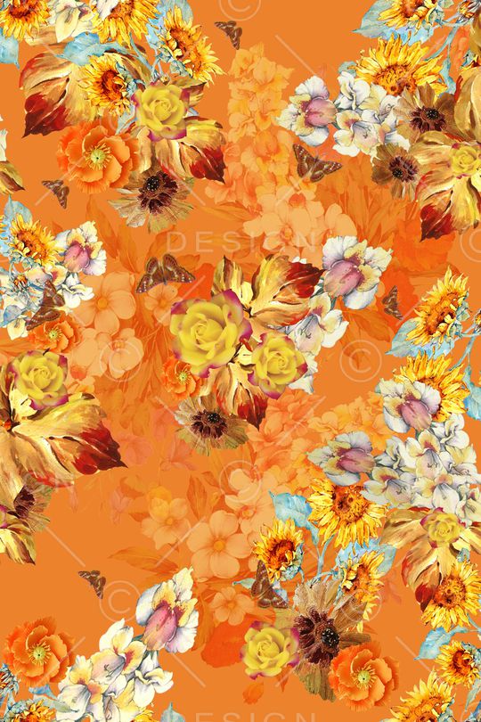 水彩花卉印花华亿平台图片