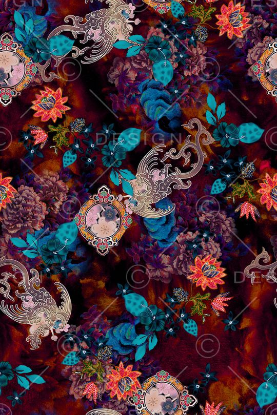 褪色花卉印花华亿平台图片