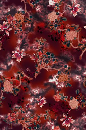 褪色花卉印花华亿平台图片