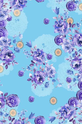 水彩花卉印花华亿平台图片