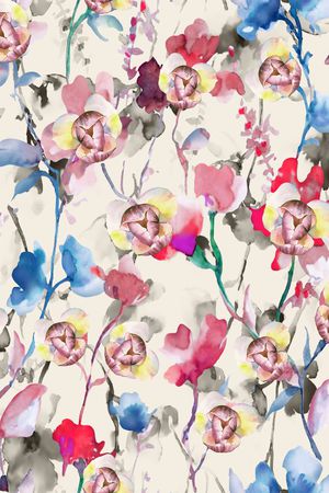 水彩花卉印花华亿平台图片
