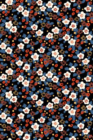 黑底花卉印花华亿平台图片