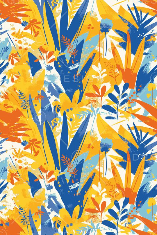 水彩花卉印花华亿平台图片