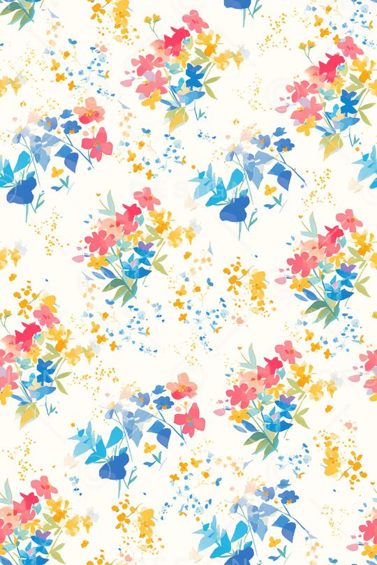 水彩花卉印花华亿平台图片