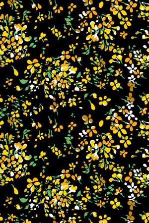 黑底花卉印花华亿平台图片