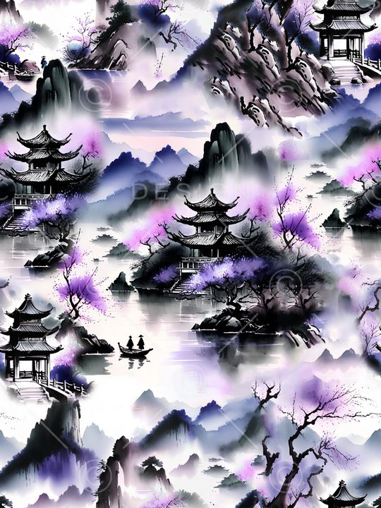 水墨风印花华亿平台图片