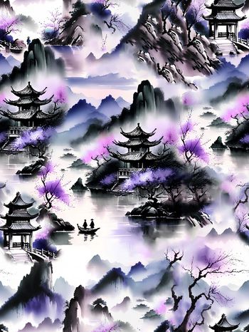 水墨风印花华亿平台图片