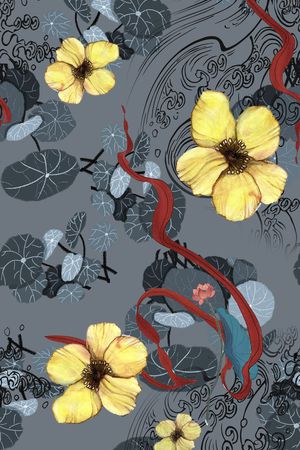 水彩花卉印花华亿平台图片