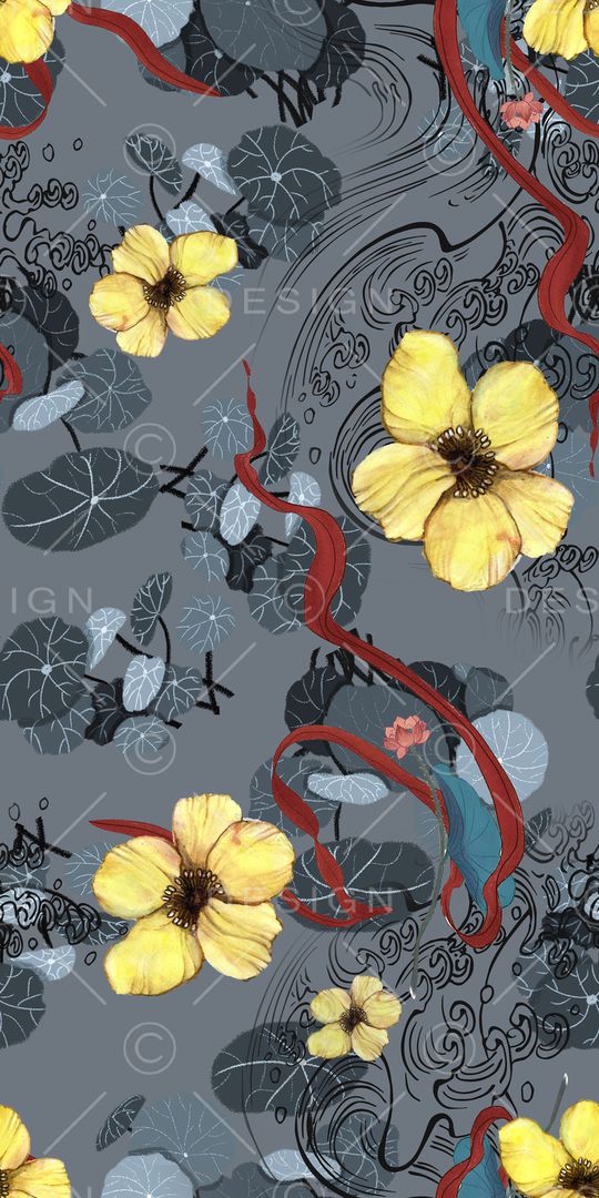 水彩花卉印花华亿平台图片