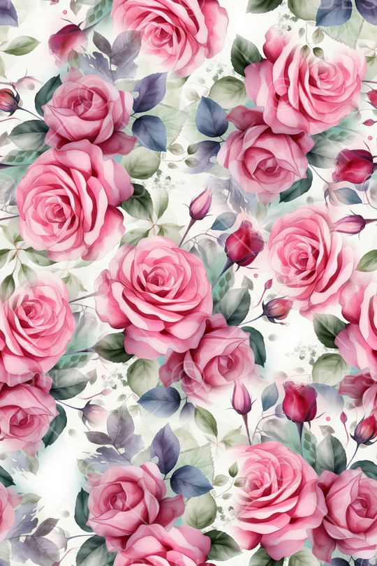 水彩花卉印花华亿平台图片