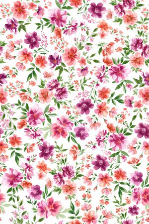 水彩花卉印花华亿平台图片