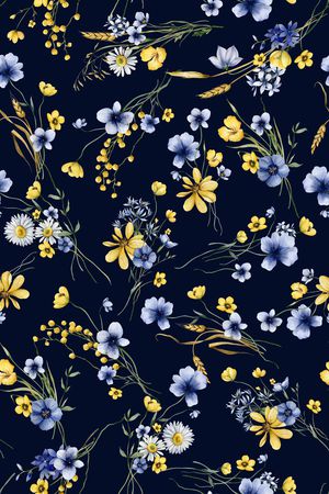 水彩花卉印花华亿平台图片