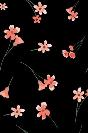 黑底花卉印花华亿平台图片