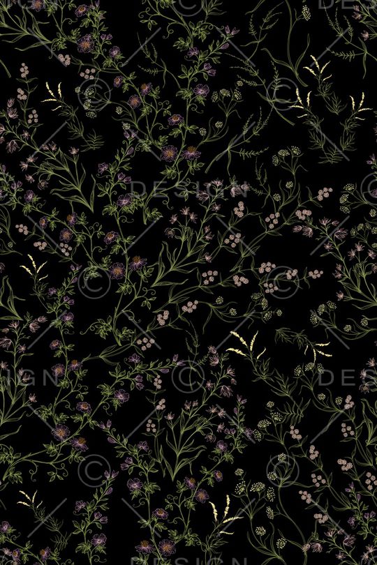 黑底花卉印花华亿平台图片