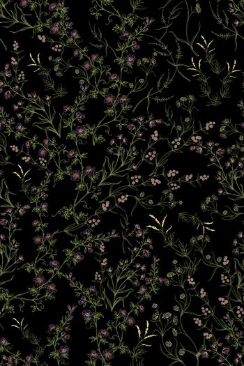 黑底花卉印花华亿平台图片