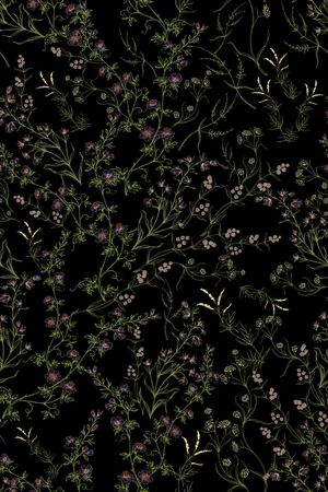 黑底花卉印花华亿平台图片