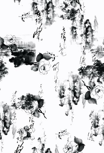 山水画印花华亿平台图片