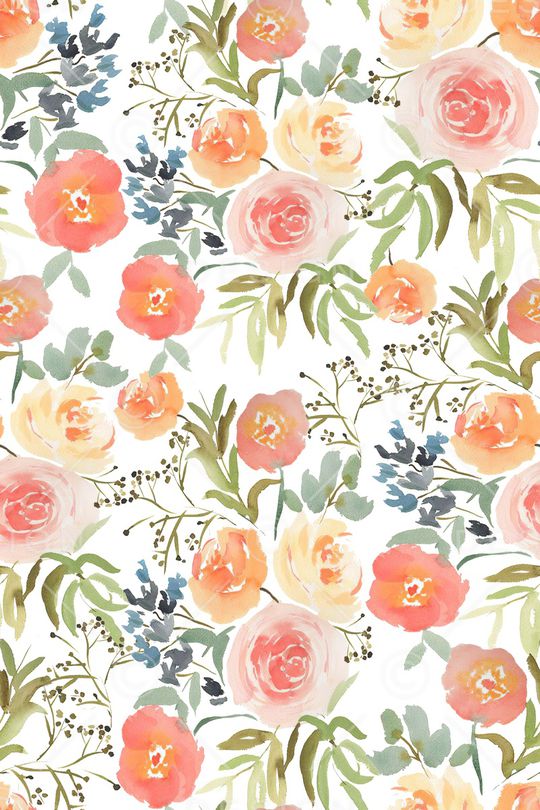 水彩花卉印花华亿平台图片