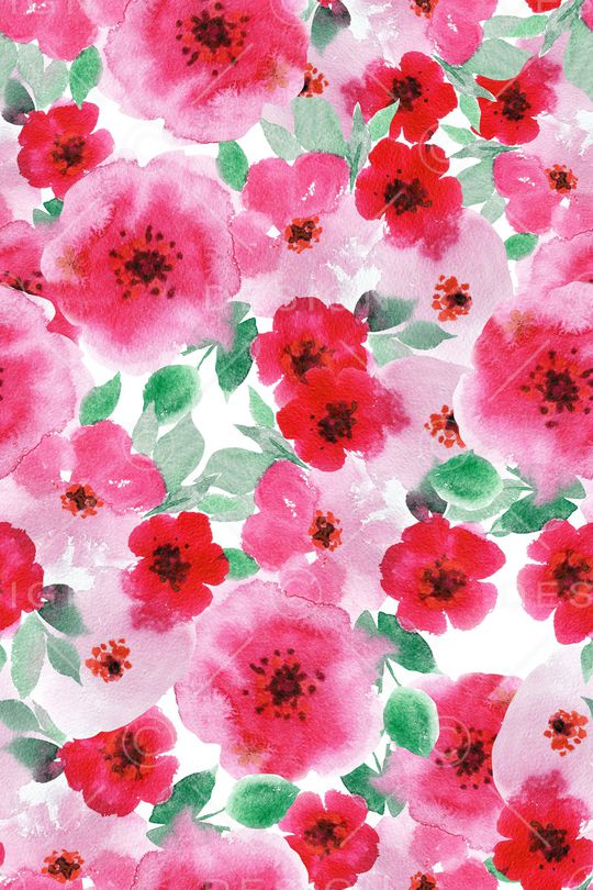 水彩花卉印花华亿平台图片