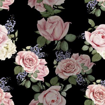 黑底花卉印花华亿平台图片