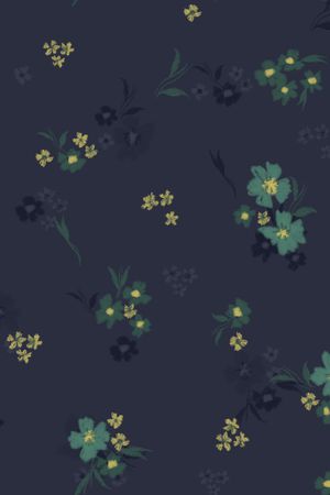 黑底花卉印花华亿平台图片