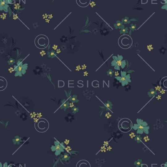 黑底花卉印花华亿平台图片