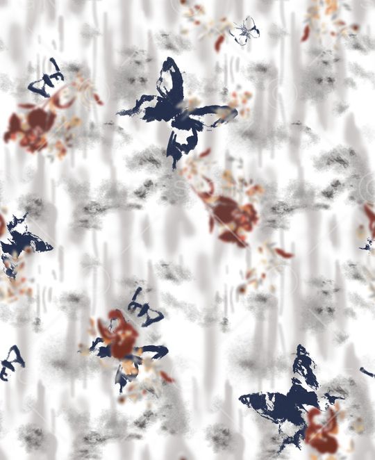 蝴蝶印花华亿平台图片