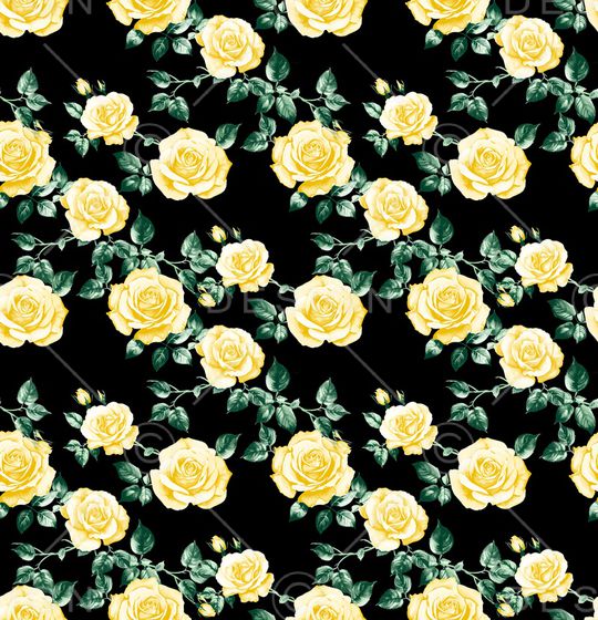 黑底花卉印花华亿平台图片