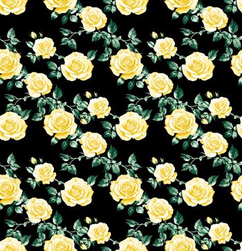 黑底花卉印花华亿平台图片