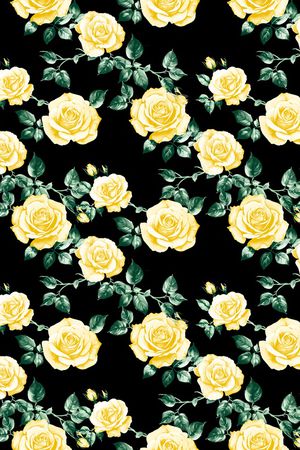 黑底花卉印花华亿平台图片