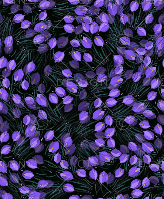 黑底花卉印花华亿平台图片