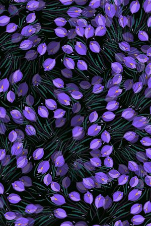 黑底花卉印花华亿平台图片