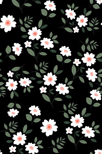 黑底花卉印花华亿平台图片