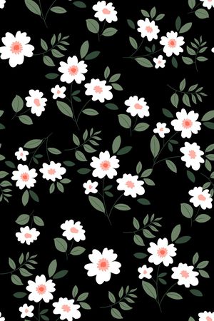 黑底花卉印花华亿平台图片