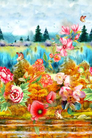 花卉印花华亿平台图片