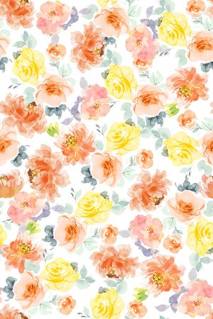 水彩花卉印花华亿平台图片