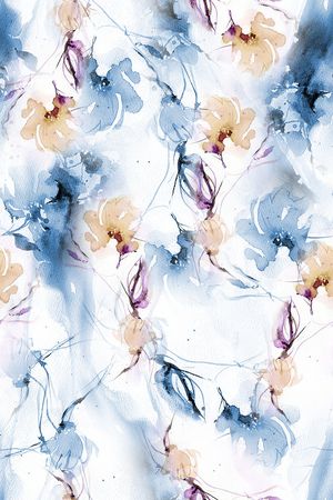 水彩花卉印花华亿平台图片