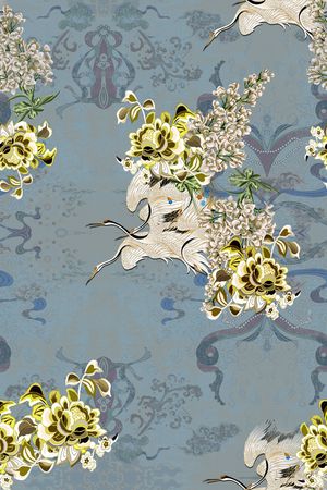 仙鹤印花华亿平台图片