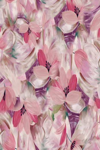 手绘大花印花华亿平台图片