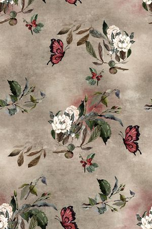 水彩花卉印花华亿平台图片