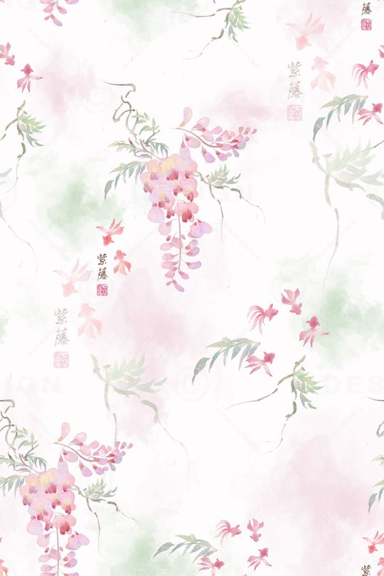 水彩花卉印花华亿平台图片