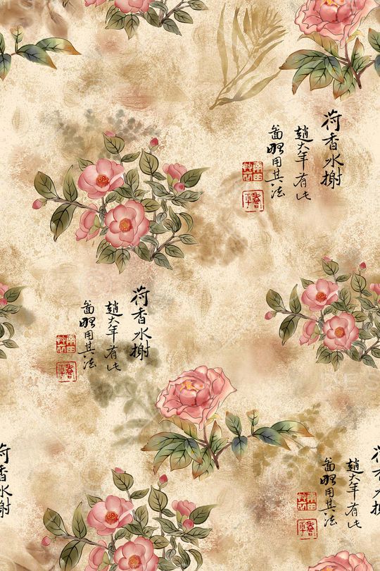 水彩花卉印花华亿平台图片