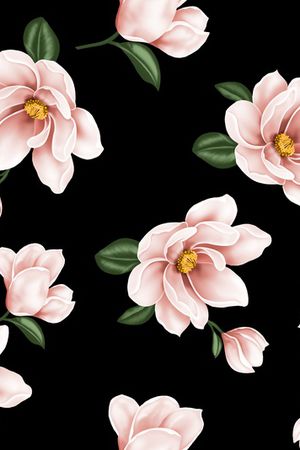 黑底花卉印花华亿平台图片