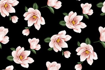 黑底花卉印花华亿平台图片